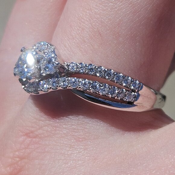 14K White Gold LEO Diamond Bypass Engagement Ring Band 1.23TCW 5.6 Gram Size 10 - Picture 5 of 16